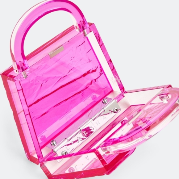 Fuchsia Pink Handbag Crushed Ice Texture - Picture 3 of 7
